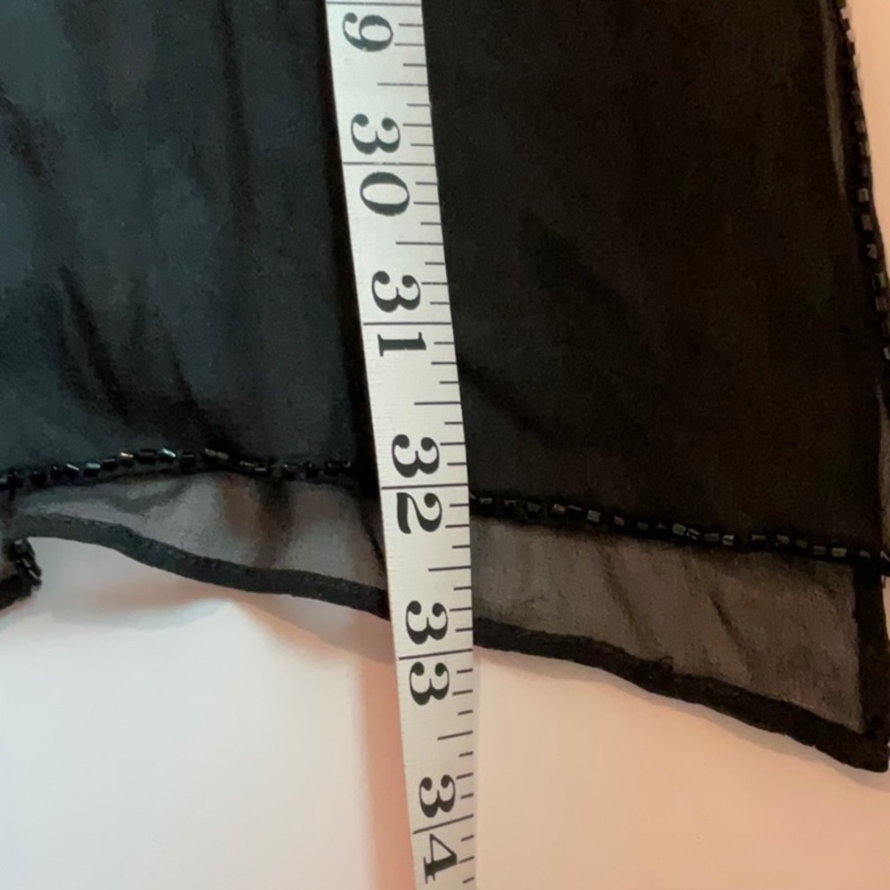 Black Silk bead trimmed scarf - Picture 7 of 9